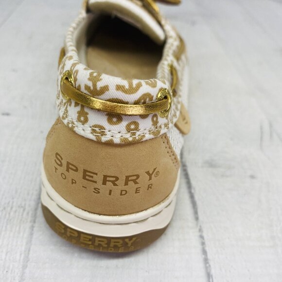 Sperry Top Sider Women Anchor Print 61428 Beige Leather Mesh Boat Loafer Sz 6 M - Picture 12 of 15